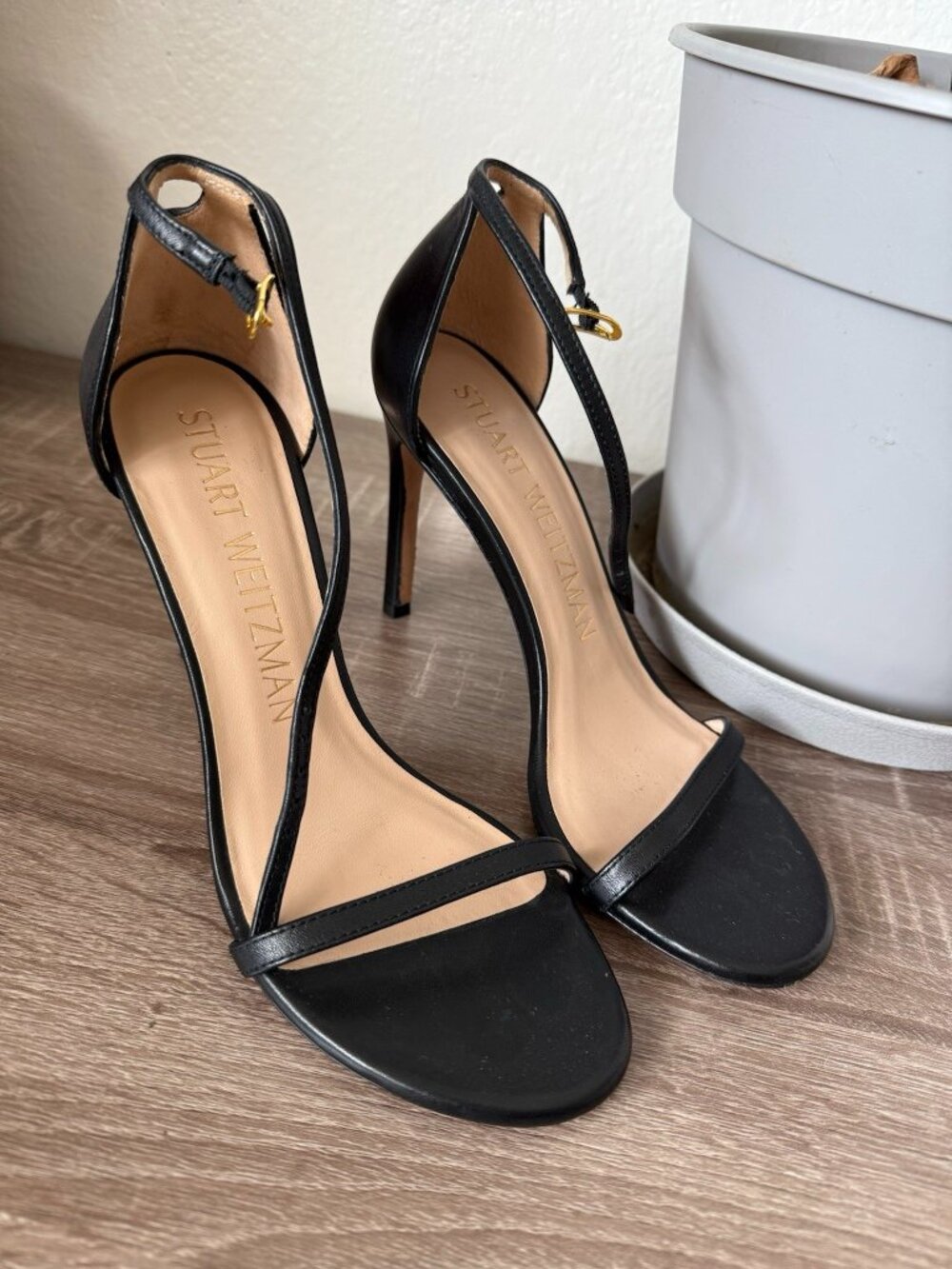 Stuart Weitzman Black Heels 7.5 Lightly Worn Nudist Sandals